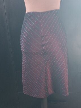 Women’s Black and Pink Diagonal Stripe Midi Skirt